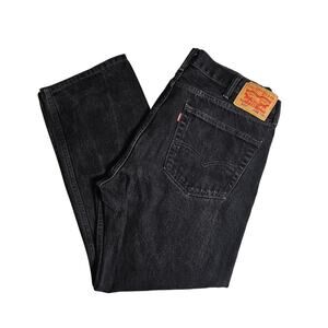 Mens Levis 505 Black Denim Jeans 38x29 short